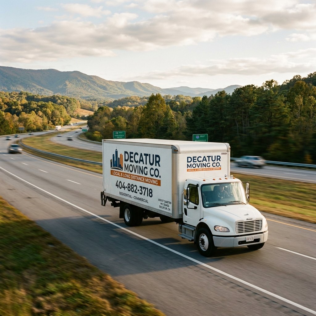 Decatur Moving Co truck traveling for a long-distance move