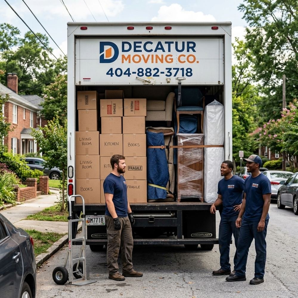 Moving crew preparing items for fine art movers