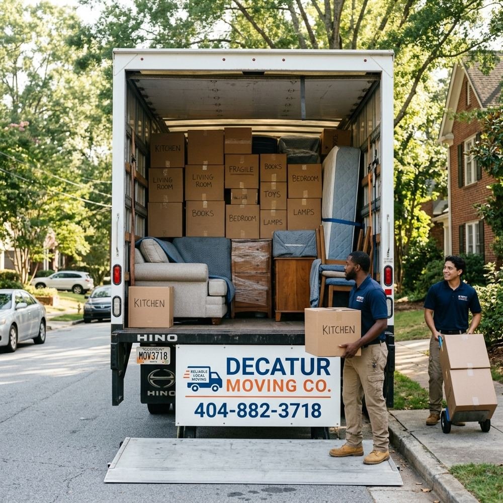 Moving crew preparing items for commercial movers